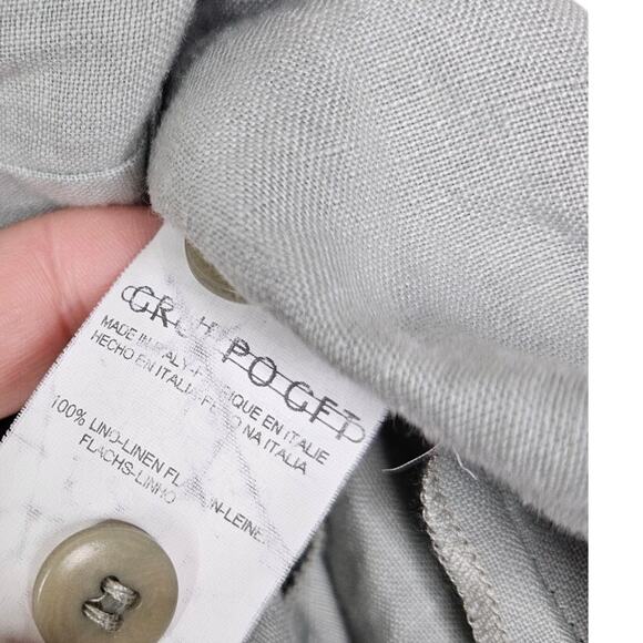 Vintage Giorgio Armani 4 Slate Blue Midi Linen Button Up Dress Lagenlook Coastal - Picture 3 of 4